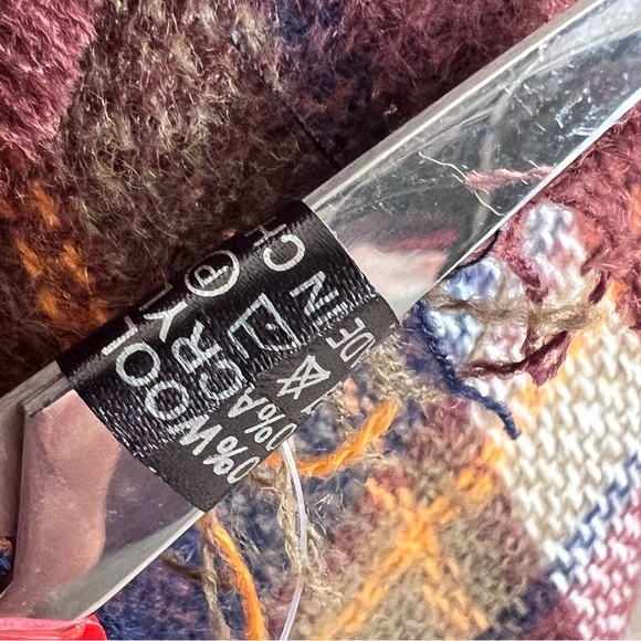 W Fashion Accessories Brown Rust White Wool Blend Plaid Throw Shawl Wrap New - Picture 13 of 15